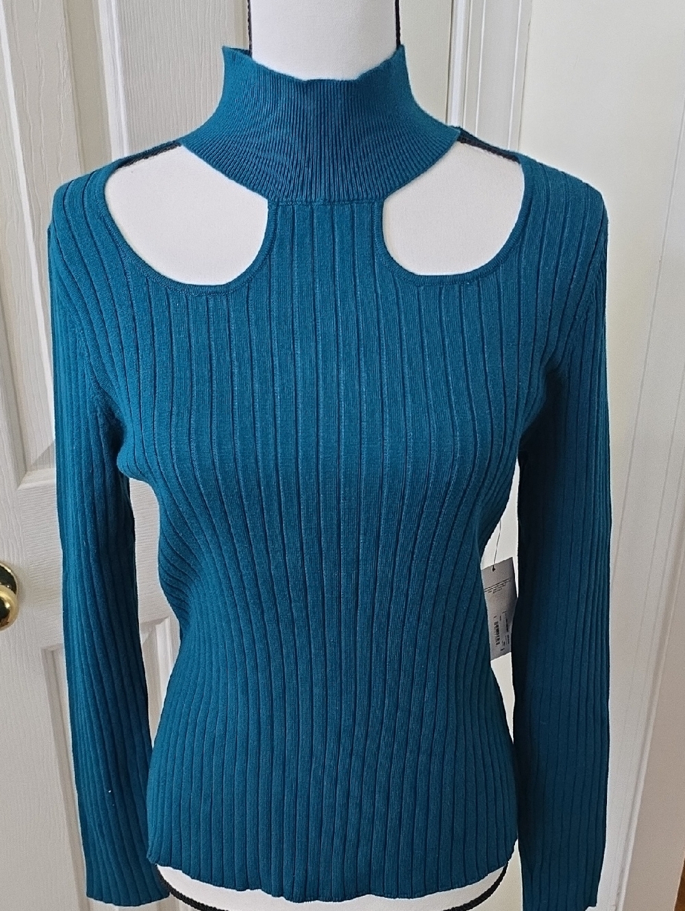 BOLD ELEMENTS BRAND WOMEN'S TEAL RIBBED PULLOVER SWEATER SIZE SMALL